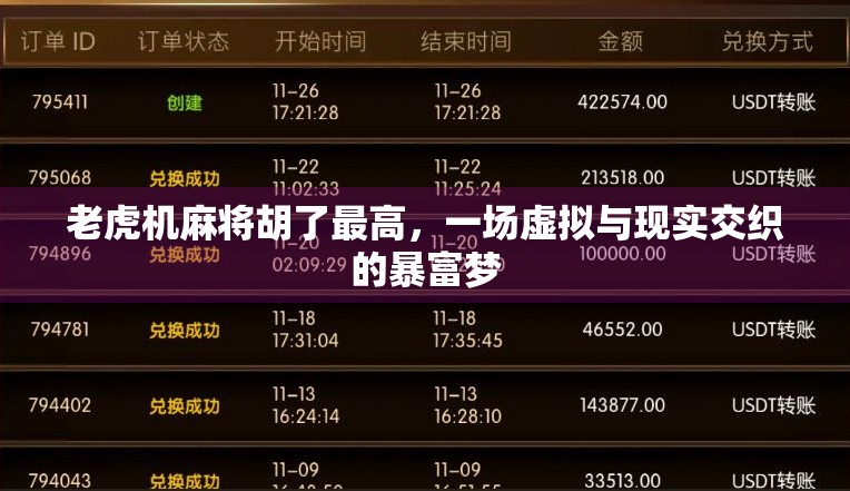 老虎机麻将胡了最高，一场虚拟与现实交织的暴富梦