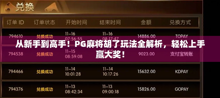 从新手到高手！PG麻将胡了玩法全解析，轻松上手赢大奖！