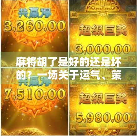 麻将胡了是好的还是坏的?一场关于运气、策略与人性的深度解剖 麻将胡了是好的还是坏的?一场关于运气、策略与人性的深度解剖