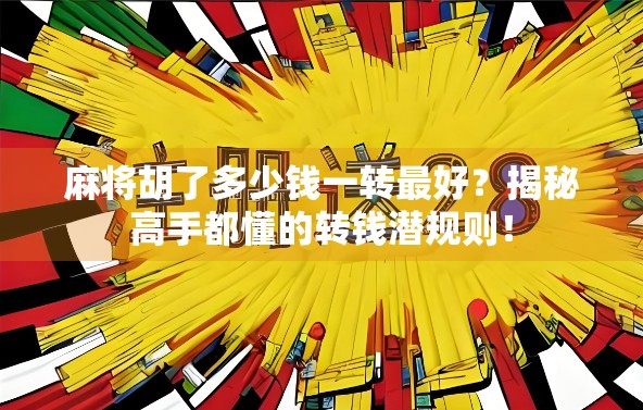 麻将胡了多少钱一转最好？揭秘高手都懂的转钱潜规则！