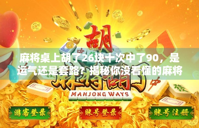 麻将桌上胡了26块十次中了90,是运气还是套路?揭秘你没看懂的麻将经济学!